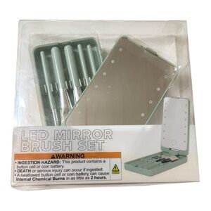 Vivitar LED Mirror & Brush Set – 6-Piece Makeup Kit with Travel Mirror